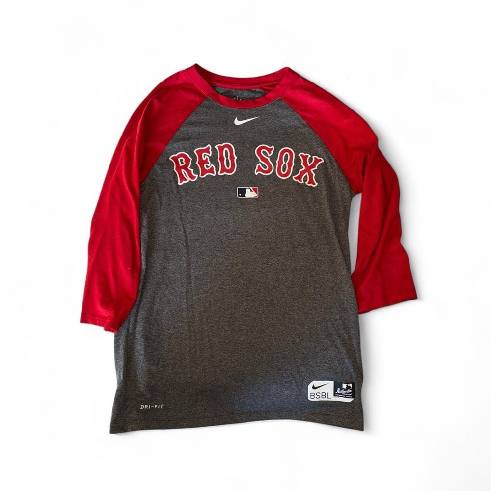 Nike Gray and Red RedSox Baseball Tees Athletic Performance